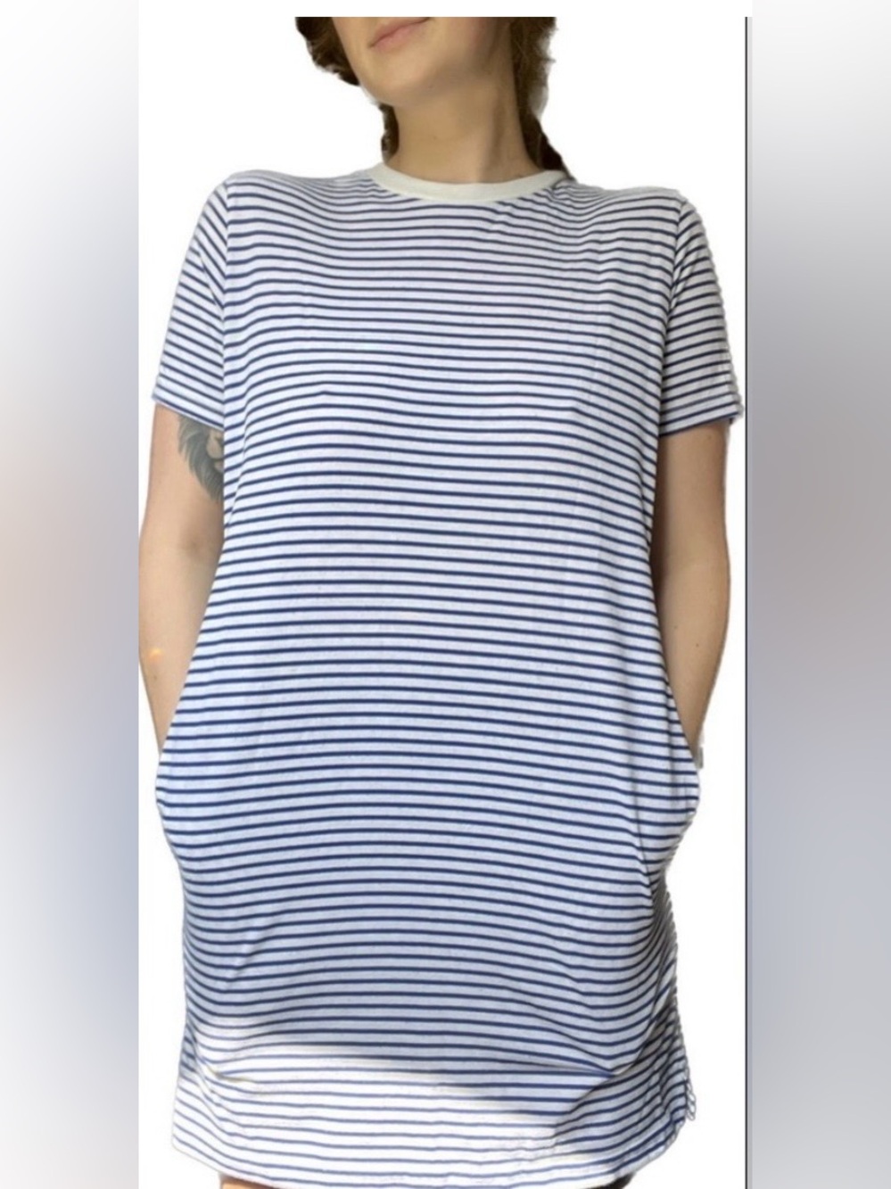 Cotton Emporium Blue & White Strip Tee Shirt Dress Size M